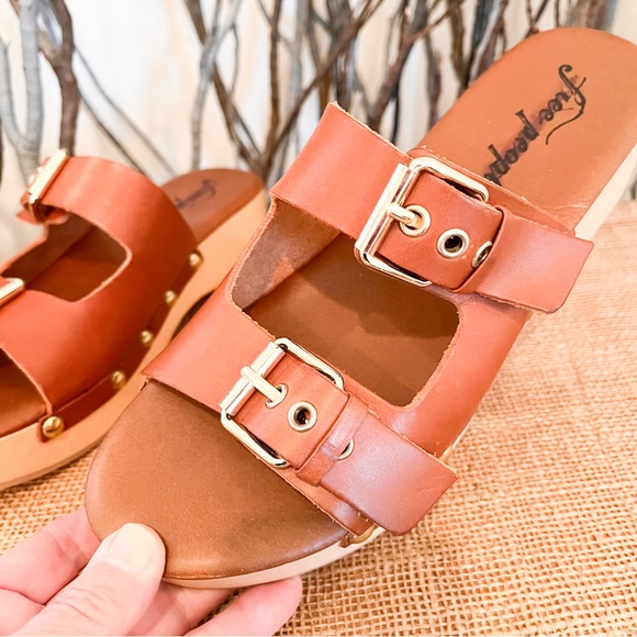 Free People Fiona Buckle Clogs Sandals Size 9 Brown - Picture 6 of 11